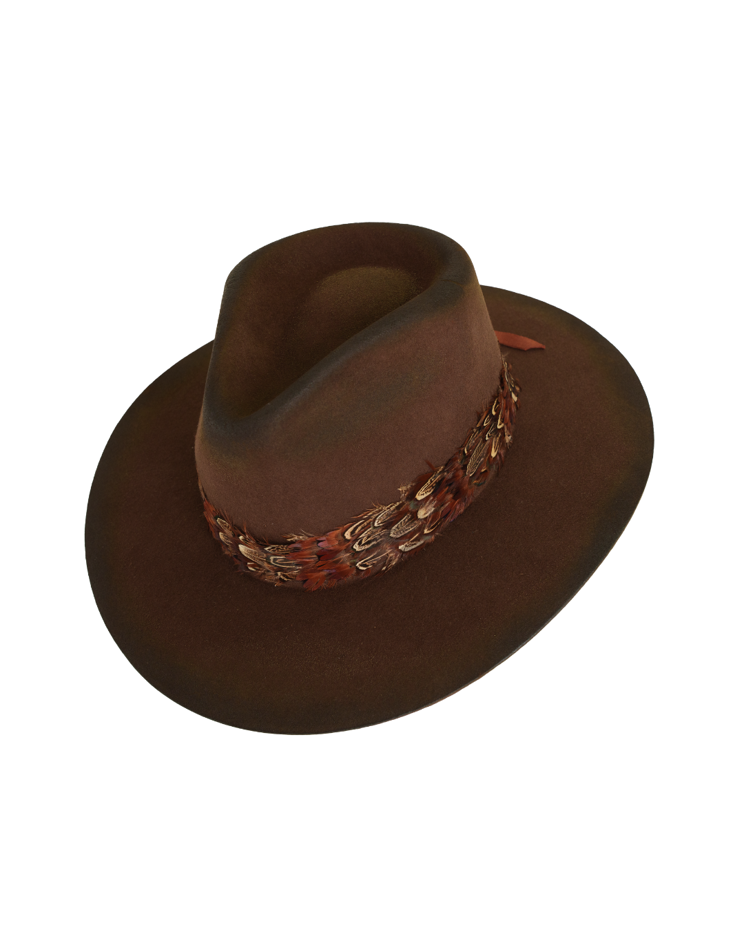 Brown and Red Fedora Hat with Textured Bands Floy - Textured Fedora W Leather Cord by Canadian Hat  main image 2