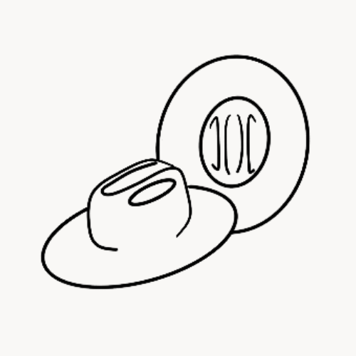 Sketched illustration of a cattleman crown hat shape 