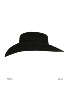 Dallas Cattleman black cowboy hat, side view, front to back