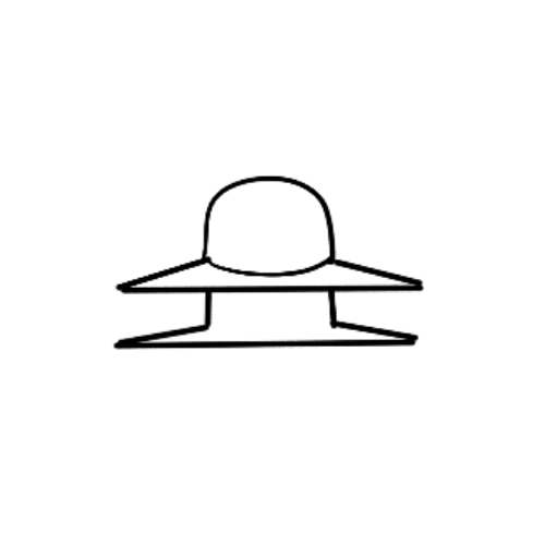 Sketched illustration of a flat brim hat shape 