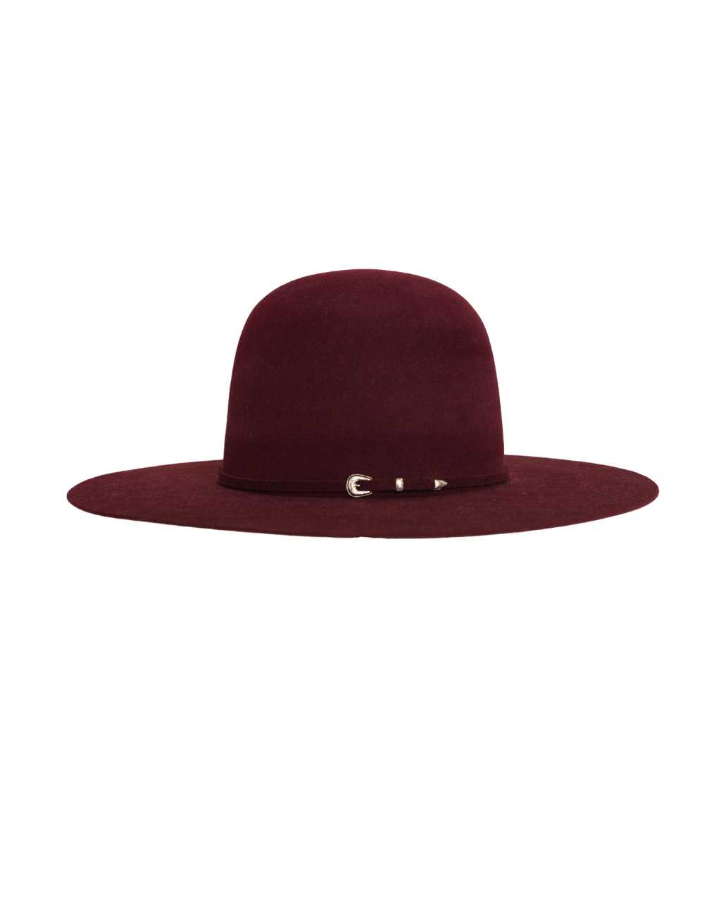 open crown merlot hat, side profile view