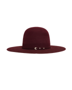 open crown merlot hat, side profile view