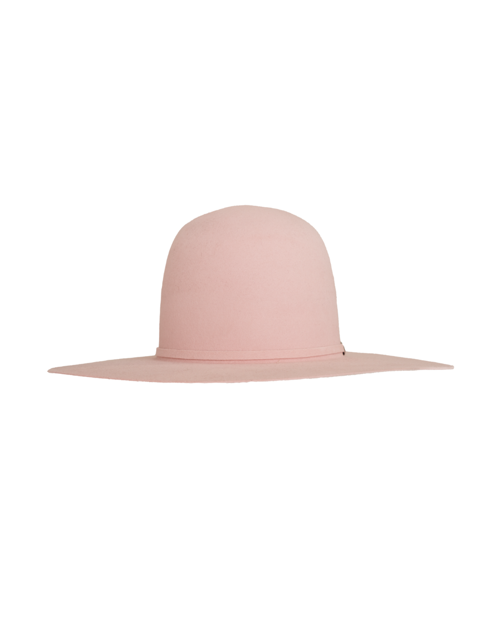open crown pink hat, three-quarter front view
