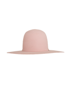 open crown pink hat, three-quarter front view