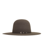 open crown slate hat, side profile view