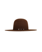 open crown whiskey hat, side profile view