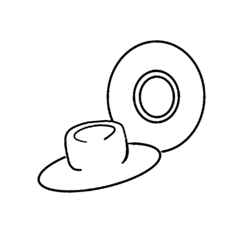 Sketched illustration of a roundtop crown hat shape 