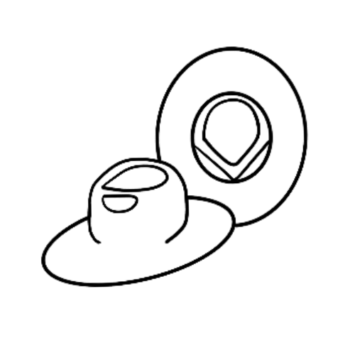 Sketched illustration of a teardrop crown hat shape 