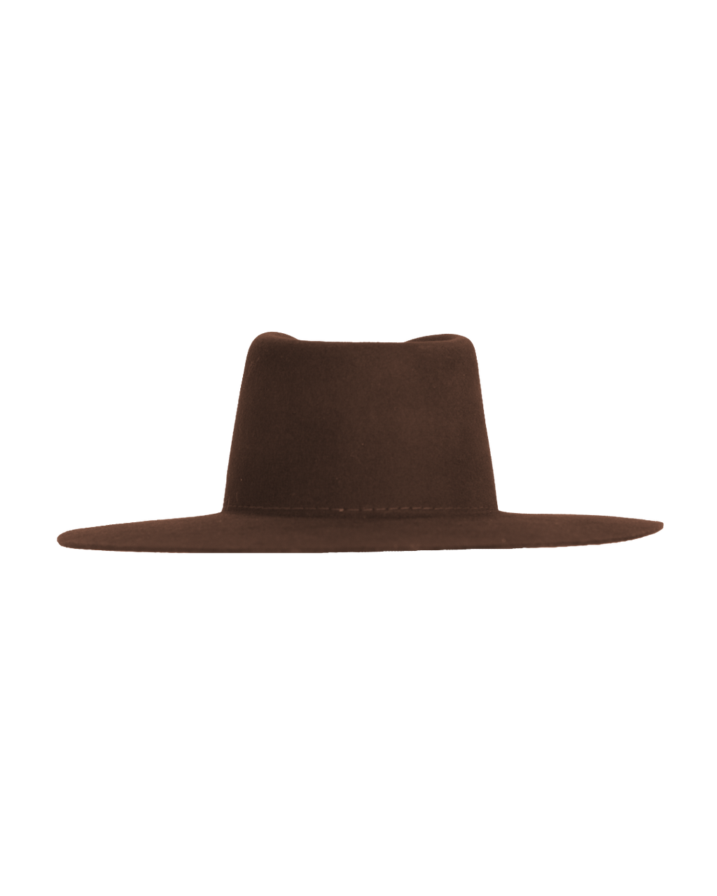 Brown teardrop fedora hat, back view