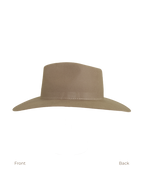 Mushroom teardrop fedora hat, side view, front to back